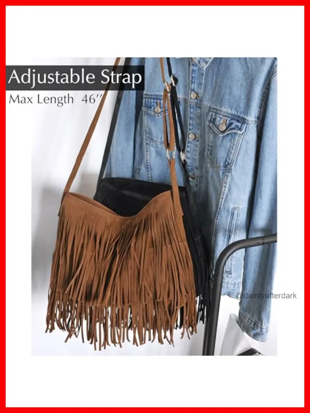 Faux Suede Leather Hobo Crossbody Bag Women Sling Shoulder Tassel